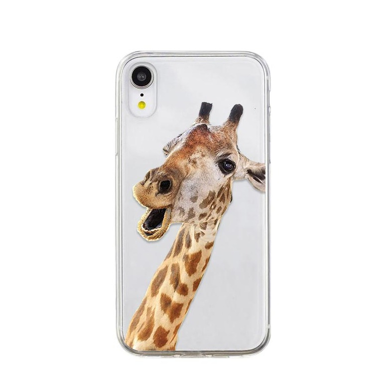 Image of Apfelkiste © - iPhone Xr Gummi Case Hülle Ultra Thin Lachende Giraffe - Transparent bei Apfelkiste.ch