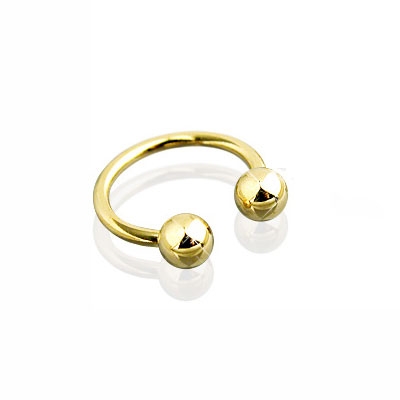 Image of (10mm) Halbkreis Piercing mit 2 Kugeln für Augenbraue / Lippe / Brust - Gold bei Apfelkiste.ch