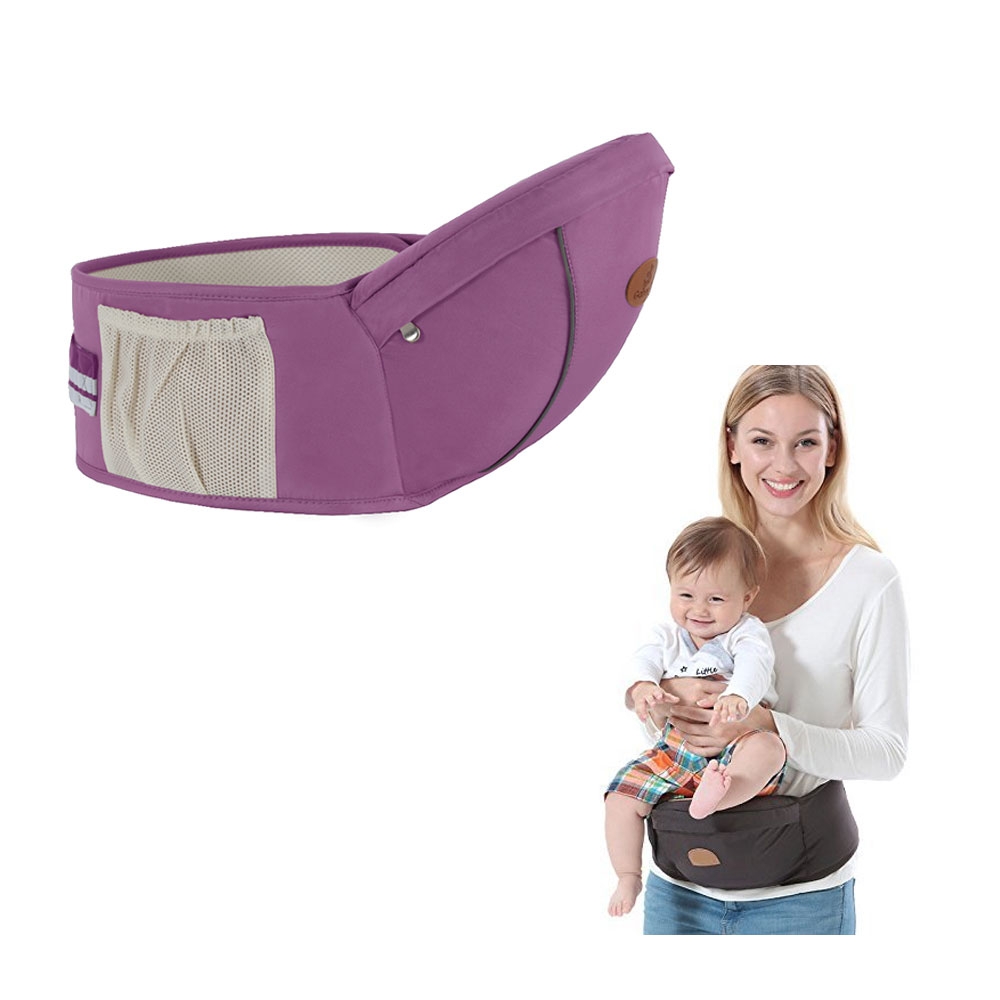 Image of Baby Hüftsitz Ergonomische Hüfttrage Tragesystem mit Netztasche (4-15 kg) - Lila bei Apfelkiste.ch