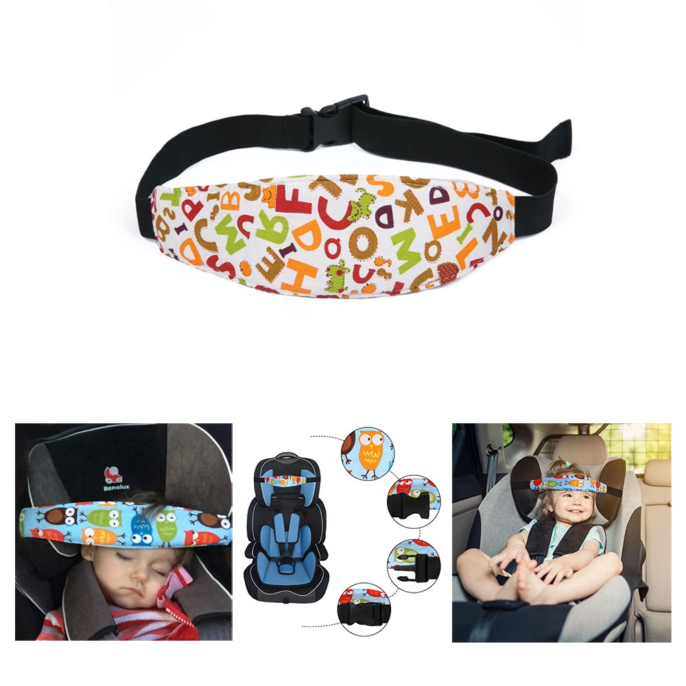 Image of Baby Kopfstütze Kinderwagen Befestigung Kindersitz / Autositz Kopf Halter Band Verstellbar (25.5 - 61.5cm) - Buchstaben bei Apfelkiste.ch