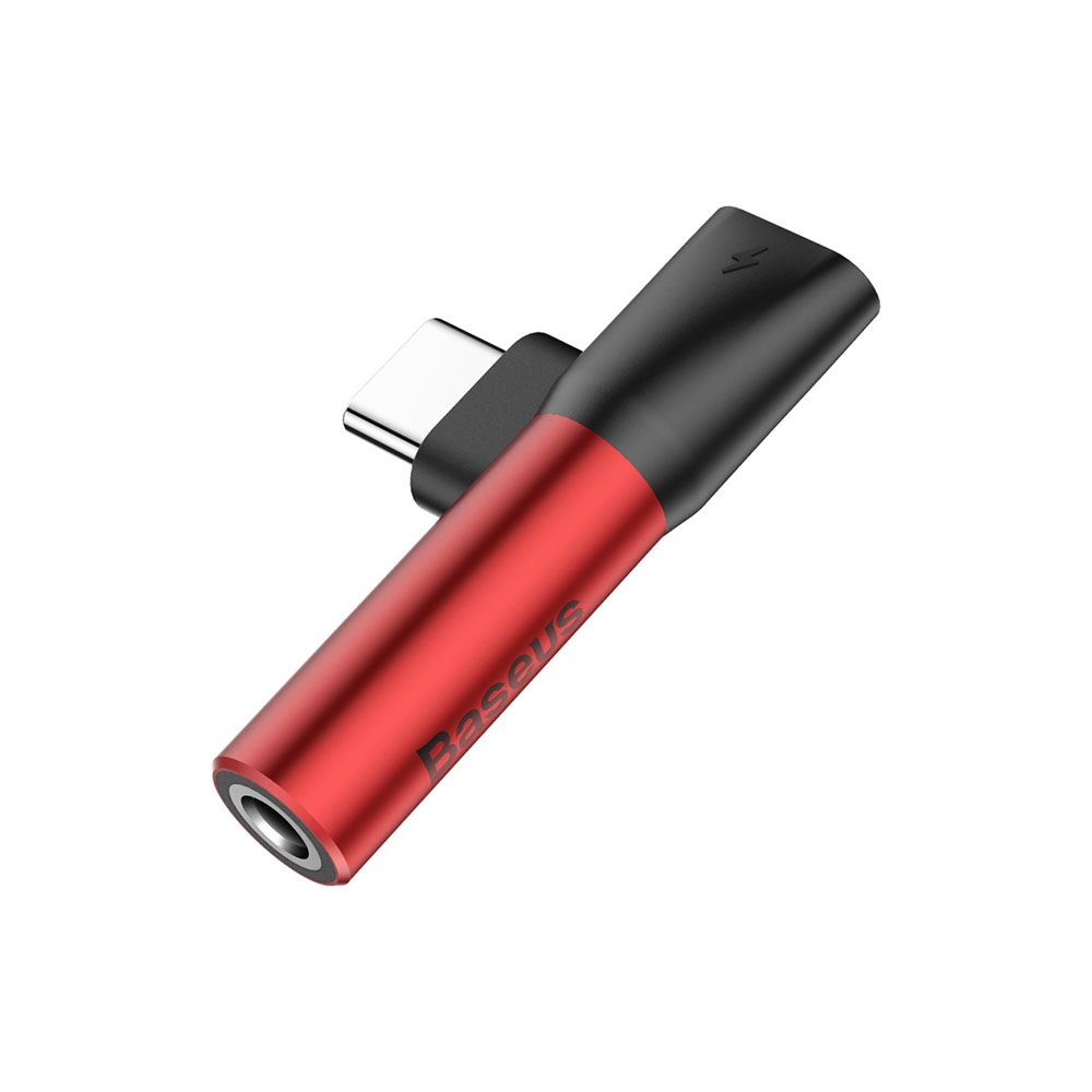 Image of Baseus - Mini 2in1 USB C auf 3.5 mm Audio + USB C Adapter (1A) - Rot bei Apfelkiste.ch