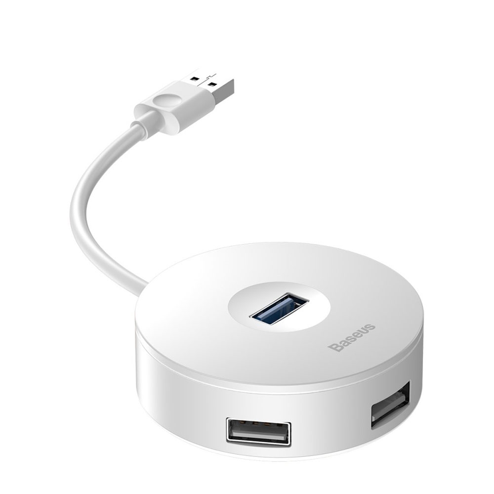 Image of Baseus - Runder 4-Port USB 3.0 / 2.0 Hub + Micro USB Anschluss zur externen Stromversorgung - Weiss bei Apfelkiste.ch