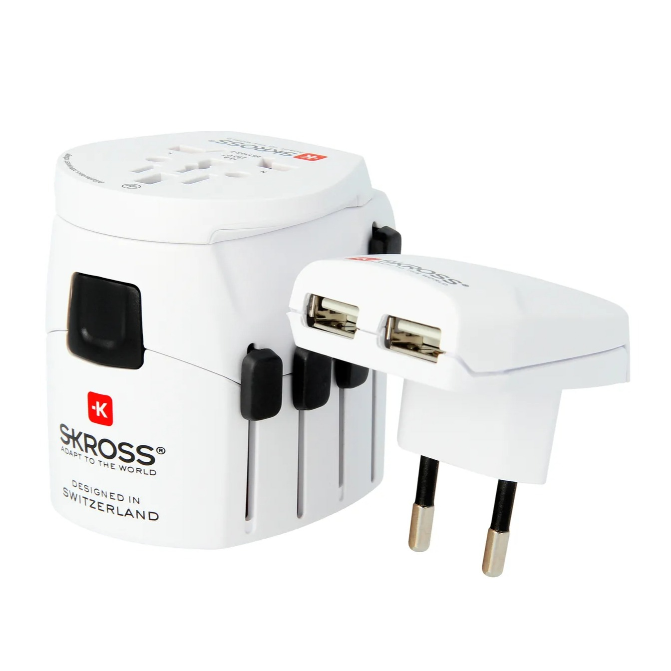 Image of Skross - World Travel Adapter Pro World + USB Weltreise Adapter Ladegerät EU / USA / UK / Japan / Australien / China (1.302500) - Weiss bei Apfelkiste.ch