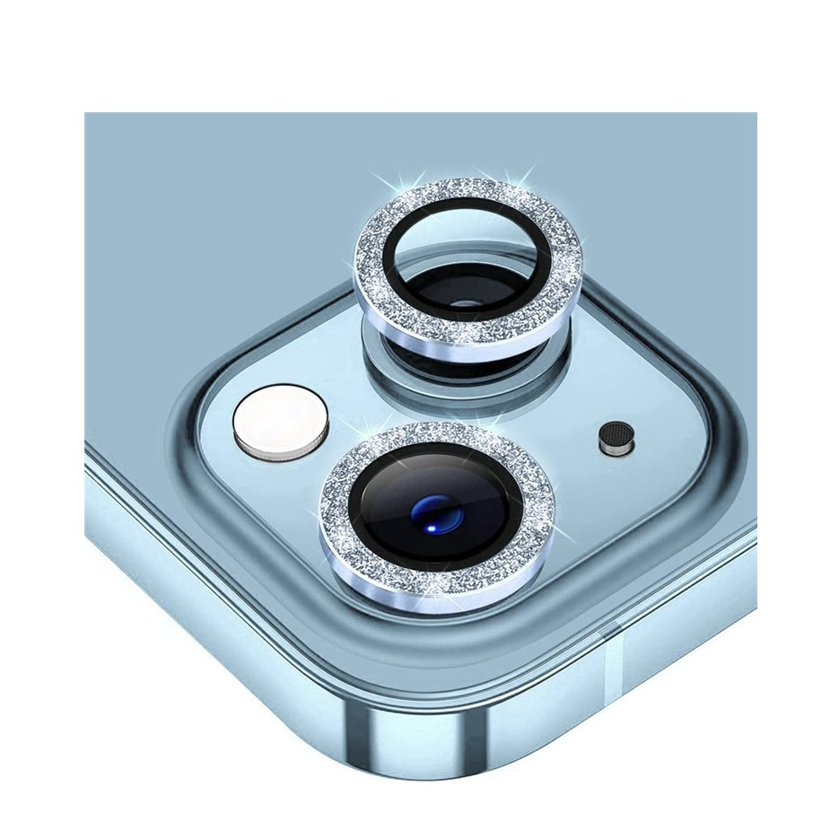 iPhone 13 Kameraschutz Ring Abdeckung Glitzer Silber