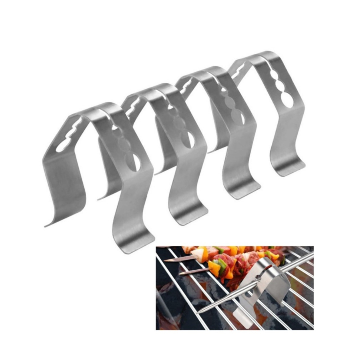 Image of (4er Set) BBQ Thermometer Sonde Clip Halter Rauch Thermometer Räucherofen Backwerkzeuge - Silber bei Apfelkiste.ch