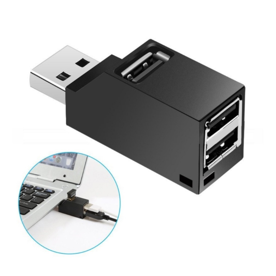 Image of USB 2.0 auf 3-fach USB Adapter (480Mbp/s) - Schwarz bei Apfelkiste.ch