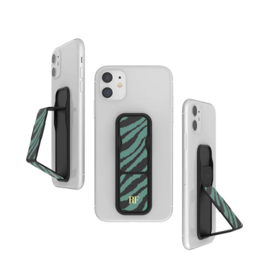 Image of Clckr - Universal Antibakterielle Finger Griff Halterung mit Aufsteller für Smartphones / Tablets (45853) - Dark Green Palm bei Apfelkiste.ch