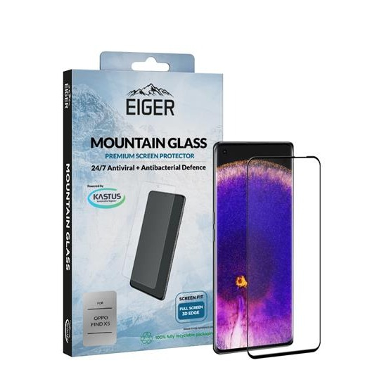 Image of Eiger - Oppo Find X5 Antibakterielle Antivirale Mountainglass 3D Panzer Glas Display Case Friendly (EGSP00834) bei Apfelkiste.ch