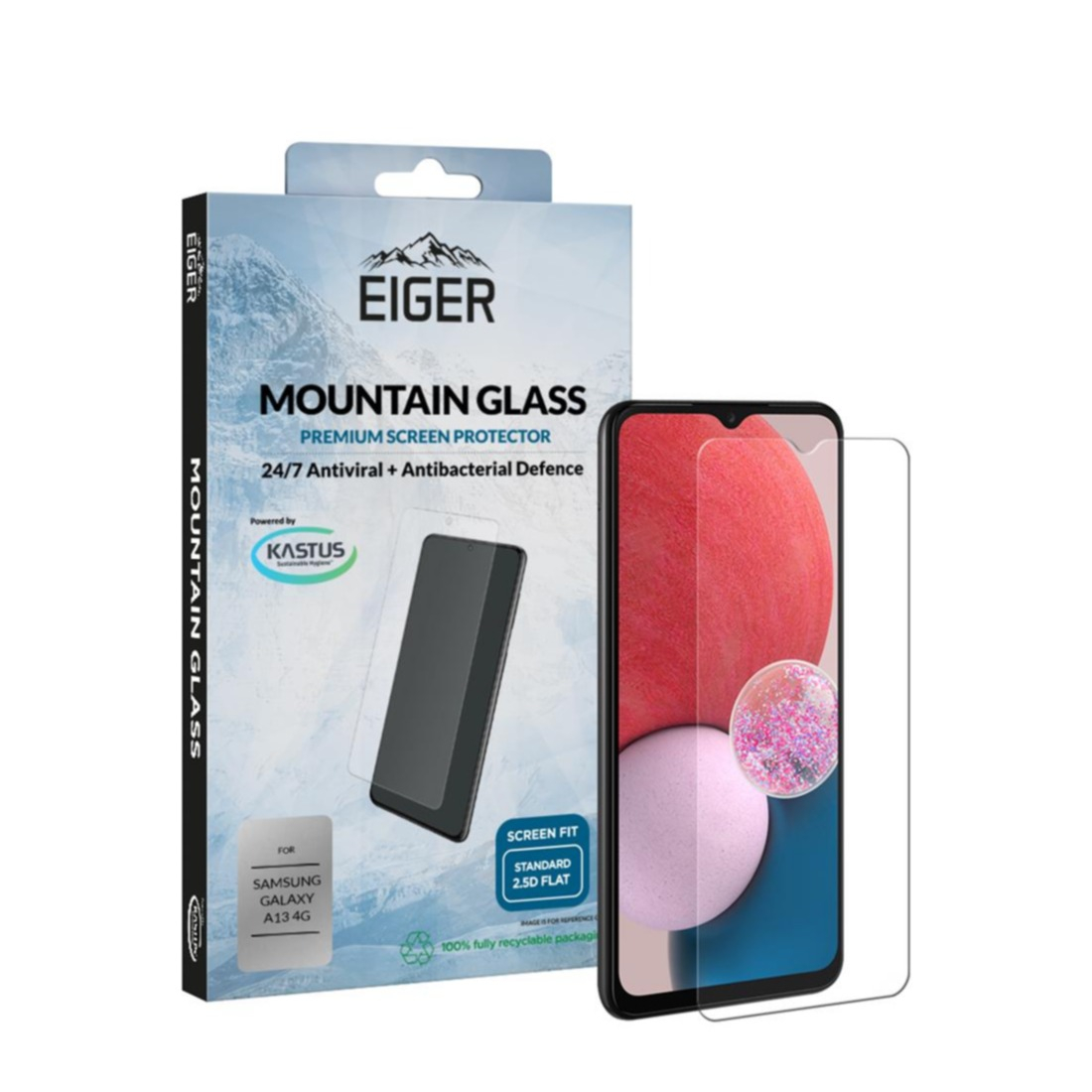 Image of Eiger - Samsung Galaxy A13 Antibakterielle Antivirale Mountainglass 2.5D Panzer Glas Display Schutz Case Friendly (EGSP00835) bei Apfelkiste.ch