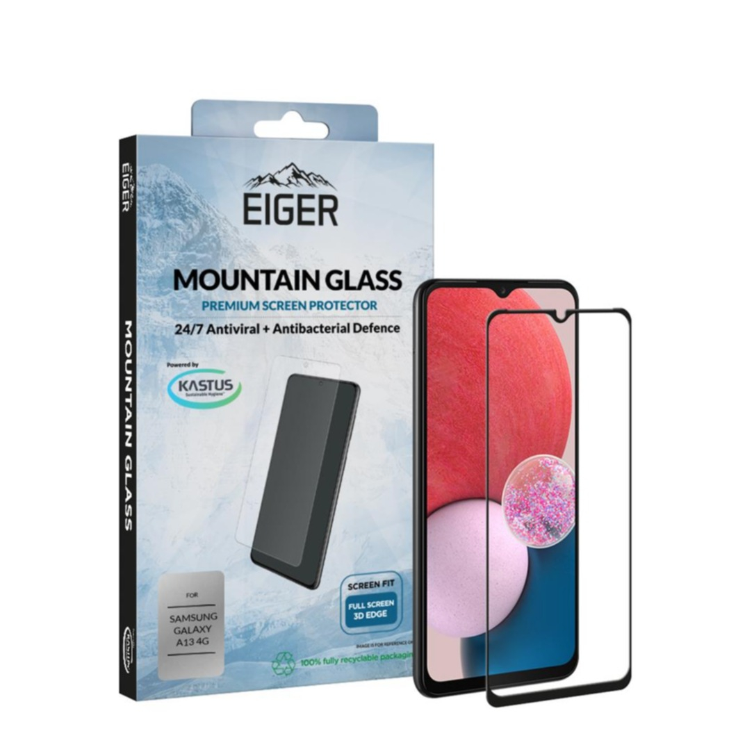 Image of Eiger - Samsung Galaxy A13 Antibakterielle Antivirale Mountainglass 3D Panzer Glas Display Schutz Case Friendly (EGSP00836) bei Apfelkiste.ch