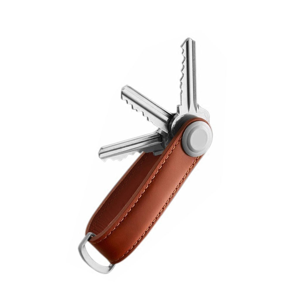 Image of Smart Key Organizer Leder Schlüssel Anhänger mit Karabinerhaken - Braun bei Apfelkiste.ch