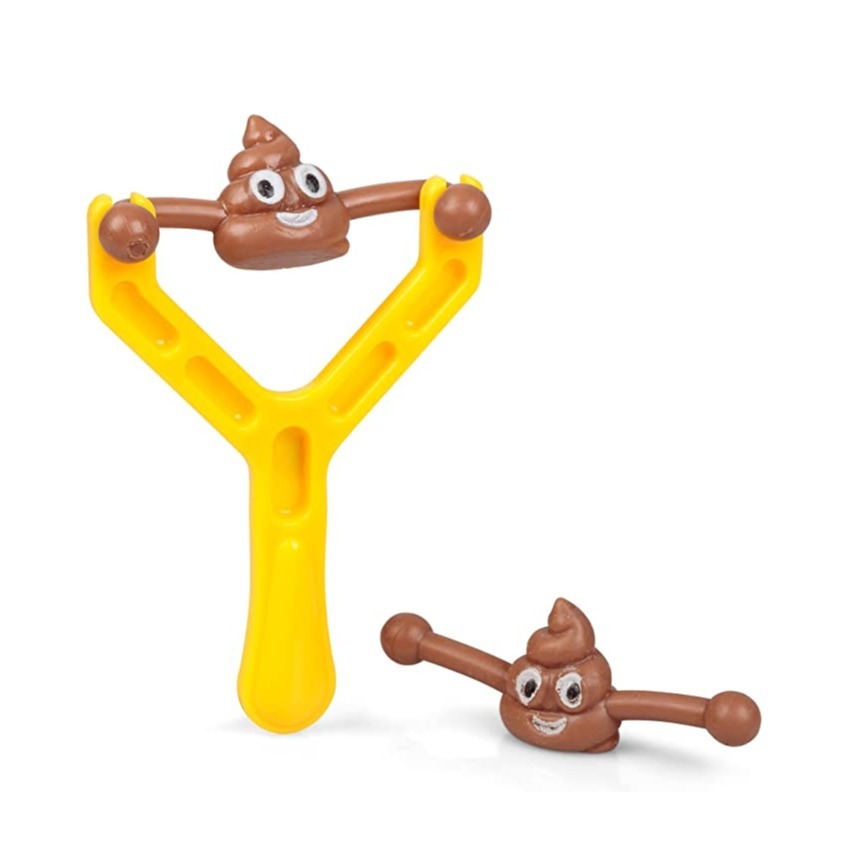 Image of Emoji Schleuder Zwille Fliegender Kackhaufen Fake Poop Katapult Spielzeug - Braun / Gelb bei Apfelkiste.ch