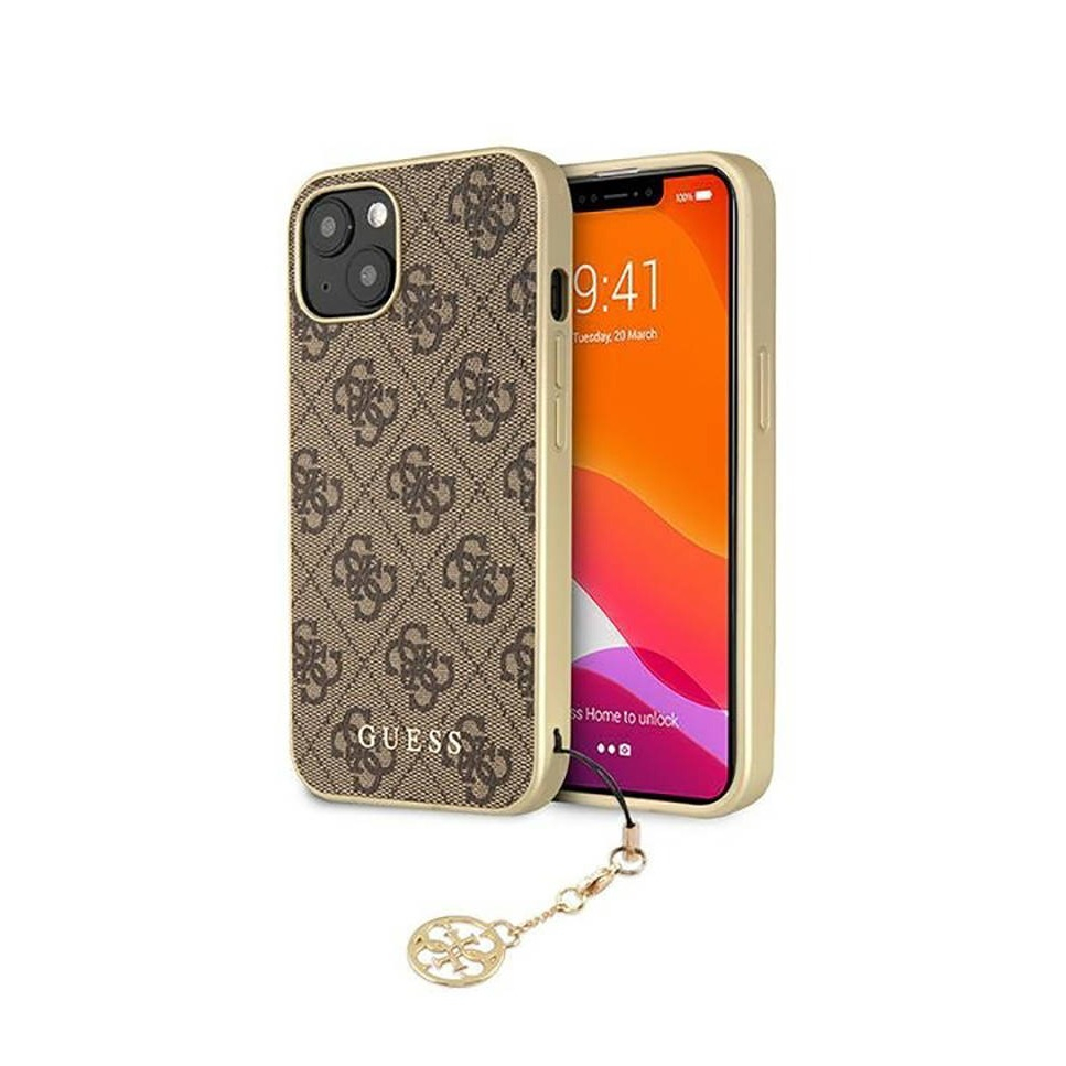 Image of Guess - iPhone 13 Mini Charms Hardcase Hülle (GUHCP13SGF4GBR) - Braun bei Apfelkiste.ch