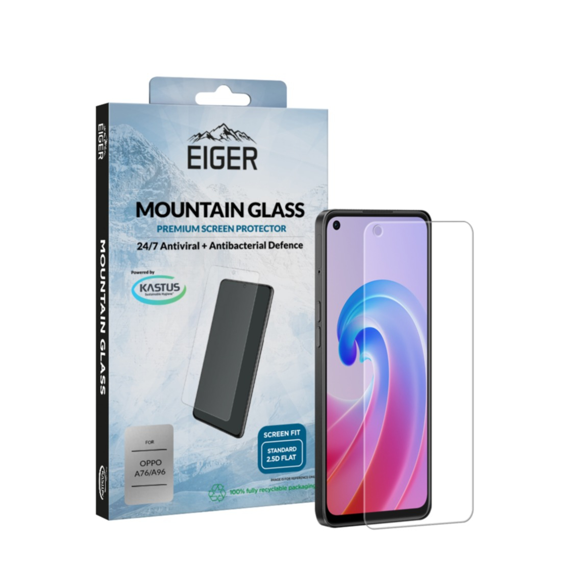 Image of Eiger - Oppo A96 Antibakterielle Antivirale Mountainglass 2.5D Panzer Glas Display Case Friendly (EGSP00840) bei Apfelkiste.ch