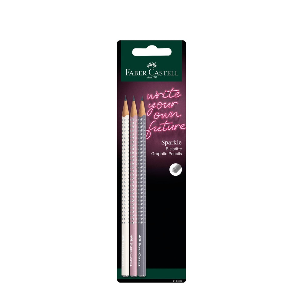 Image of Faber Castell - (3er Set) B Bleistift FSC Grip Sparkle Skizzen Zeichenstift (218485) - Glitzereffekt bei Apfelkiste.ch