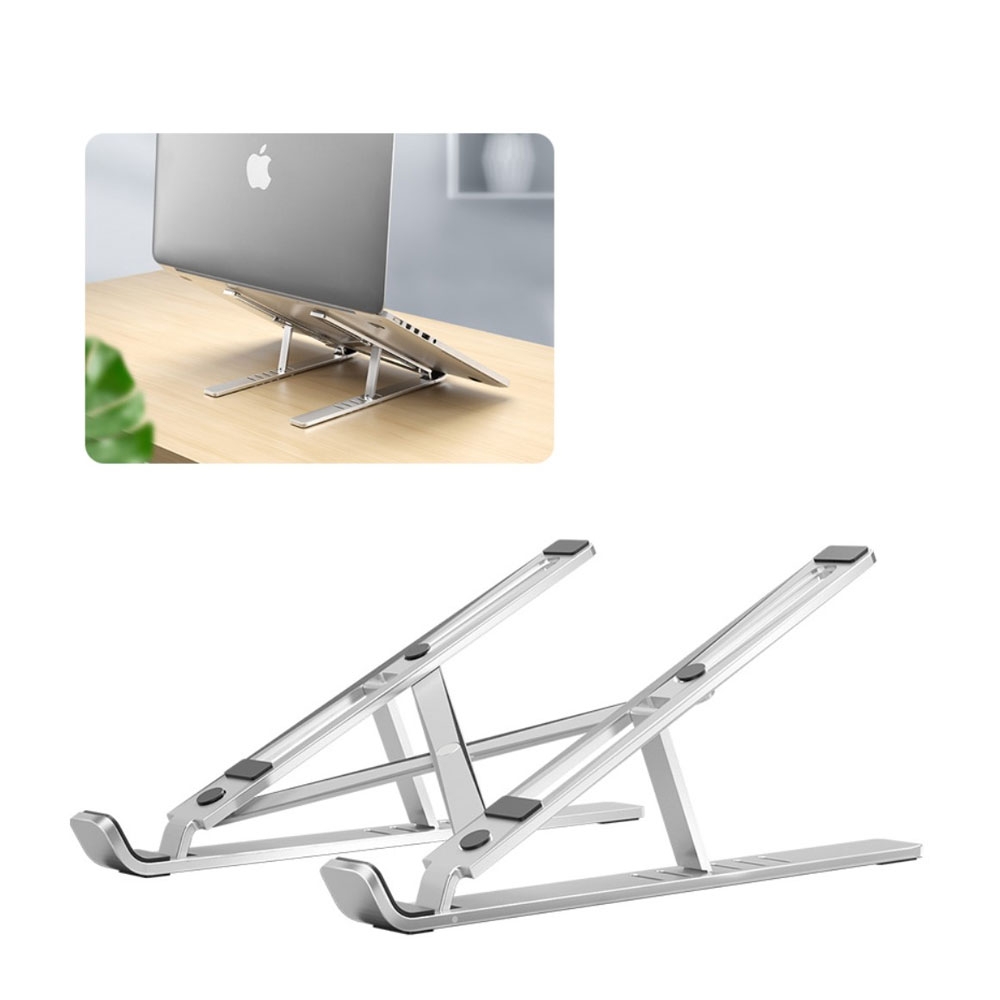 Image of Faltbare 6-Höhen Multi-Winkel Halterung Alu Ständer für Laptop / MacBook / Tablet (bis 18") - Silber bei Apfelkiste.ch