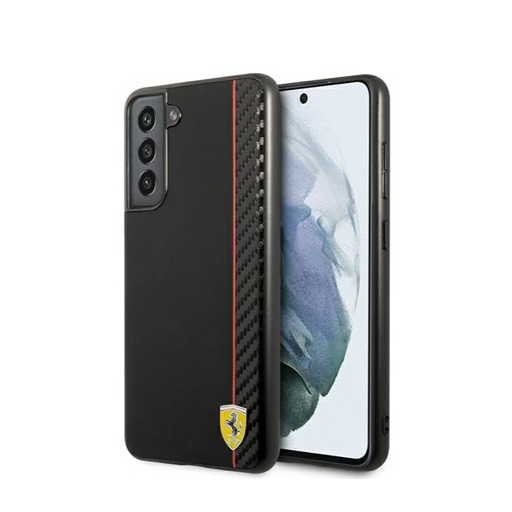 Image of Ferrari - Samsung Galaxy S21 FE 5G Hardcase Hülle Carbon Stripe (FESAXHCS21FBK) - Schwarz bei Apfelkiste.ch