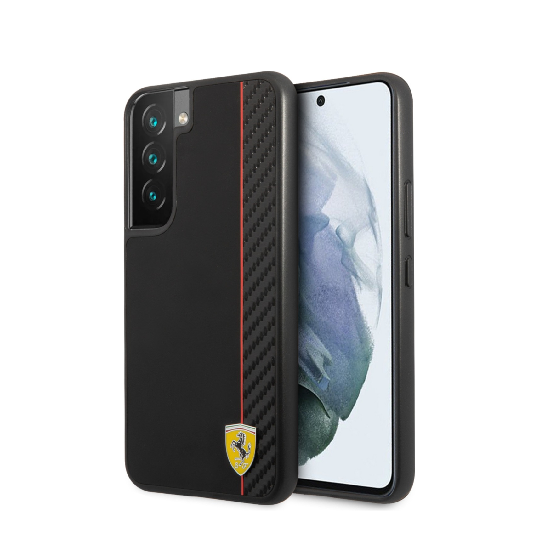 Image of Ferrari - Samsung Galaxy S22 5G Hardcase Hülle Carbon Stripe (FESAXHCS22SBK) - Schwarz bei Apfelkiste.ch