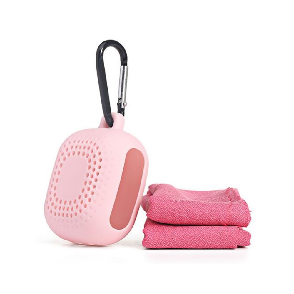 Image of (40x40cm) Fitness Sport Mikrofaser Handtuch mit Silikon Dry Trocknungs Case & Karabiner für Workout / Yoga / Wandern / Reisen - Rosa bei Apfelkiste.ch