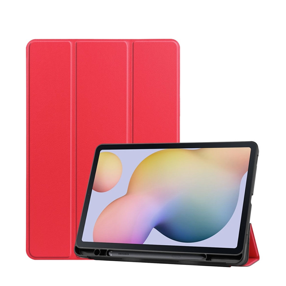 Image of Samsung Galaxy Tab S7 Flipcase Hülle Ledertasche mit Aufstellfunktion Litchi Look + S-Pen Halterung - Rot bei Apfelkiste.ch