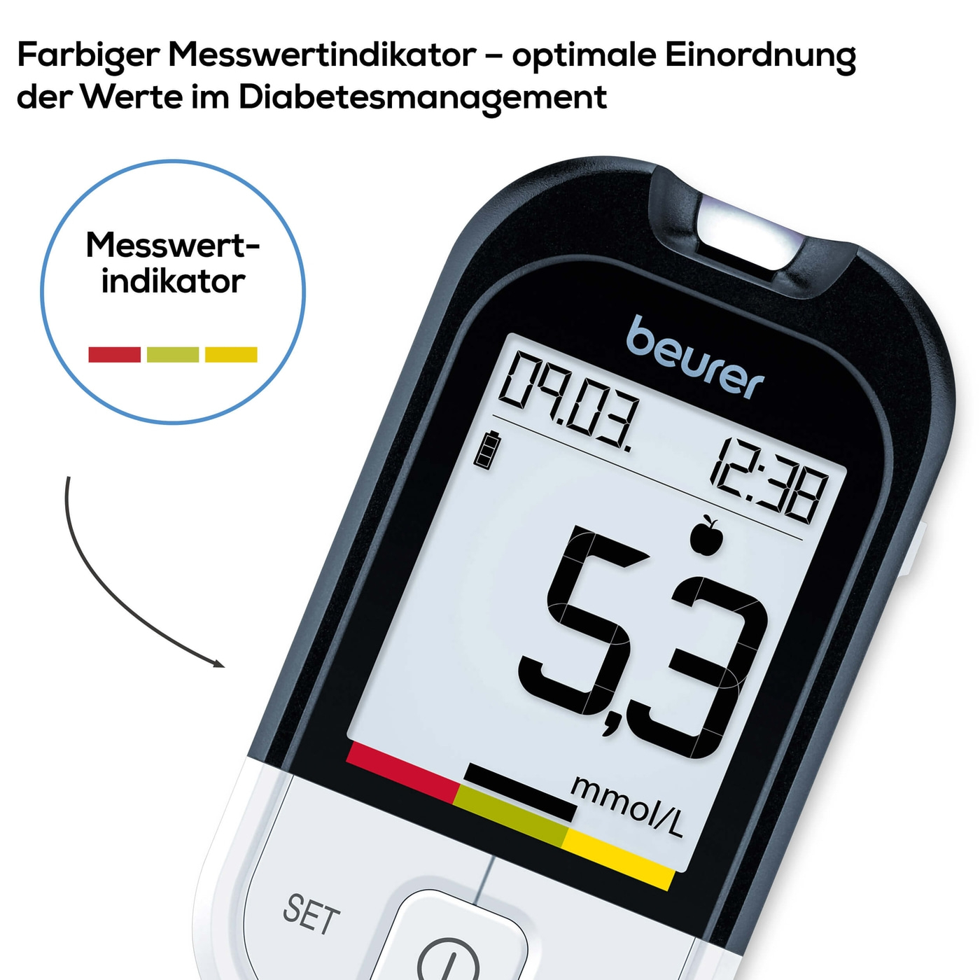 beurer GL 20 Blutzuckermessgerät mit Teststreifen