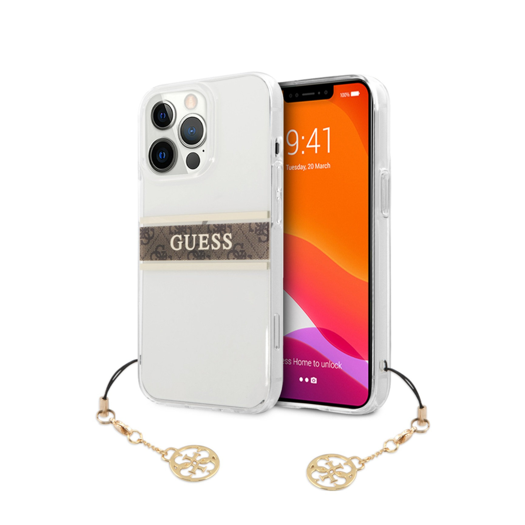 Image of Guess - iPhone 13 Pro Max Hardcase Hülle Stripe Charm (GUHCP13XKB4GBR) - Transparent bei Apfelkiste.ch