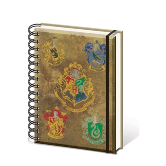 Image of Harry Potter - A5 Notizblock Hardcover Hogwarts Hauswappen College Buch mit Spiralbindung liniert - Braun bei Apfelkiste.ch