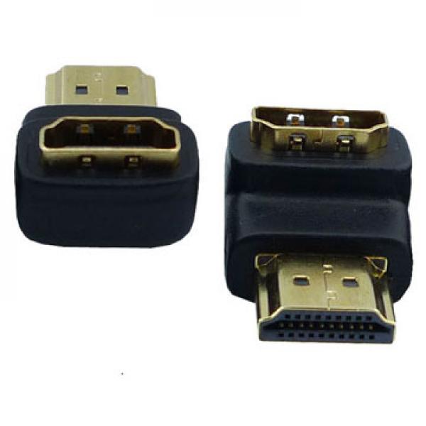 Image of HDMI (Male) auf HDMI (Female) Gold 90 Grad Winkel Adapter - Schwarz bei Apfelkiste.ch