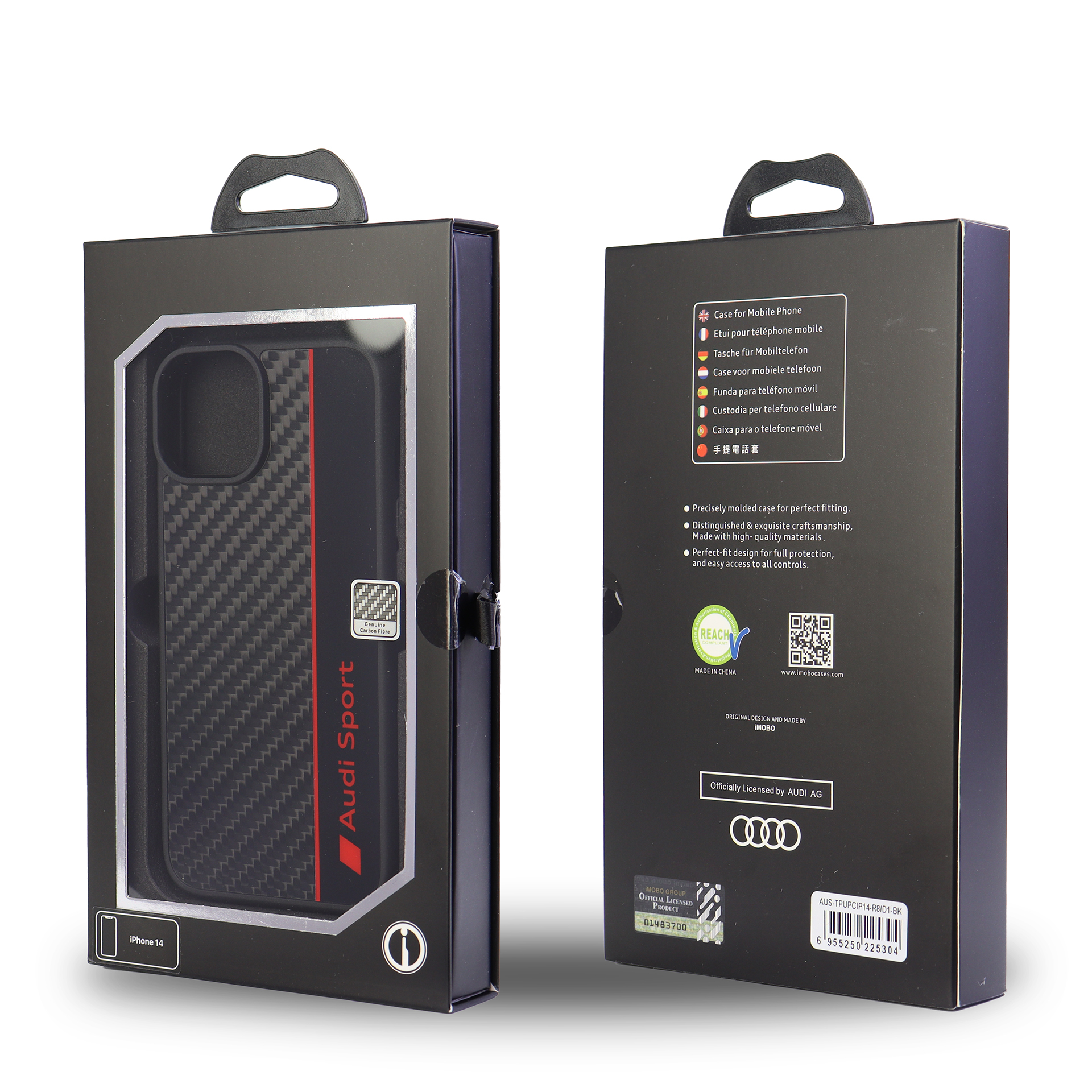 Audi iPhone 14 Hardcase Hülle Carbon Fiber Schwarz