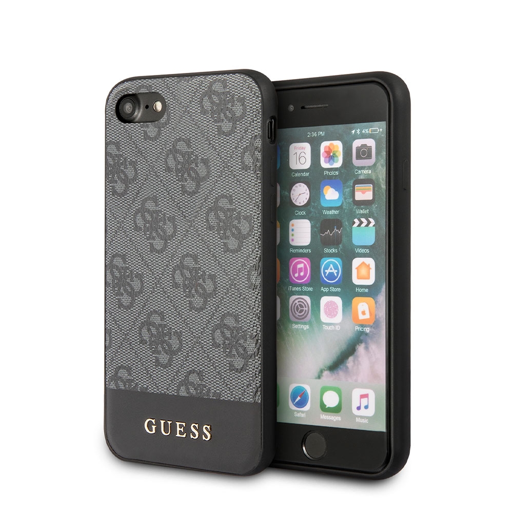 Image of Guess - iPhone SE (2022/2020) / 8 / 7 / 6S Hardcase Hülle Charms Bottom Stripe (GUHCI8G4GLGR) - Grau bei Apfelkiste.ch