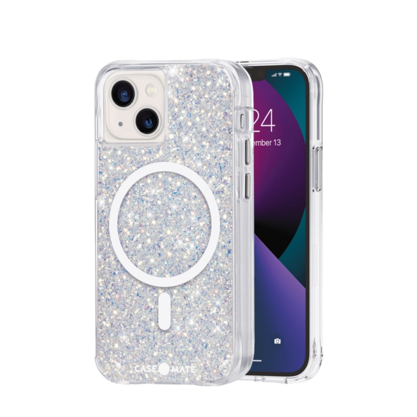 Image of Case Mate - iPhone 13 Mini Antibakterielle Hardcase Hülle mit MagSafe Twinkle Stardust (CM047148) - Silber (Glitzer) bei Apfelkiste.ch