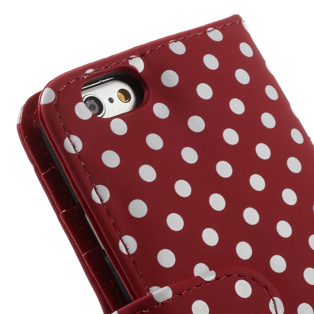 Iphone 6 6s Leder Tasche Portemonnaie Punkte Rot