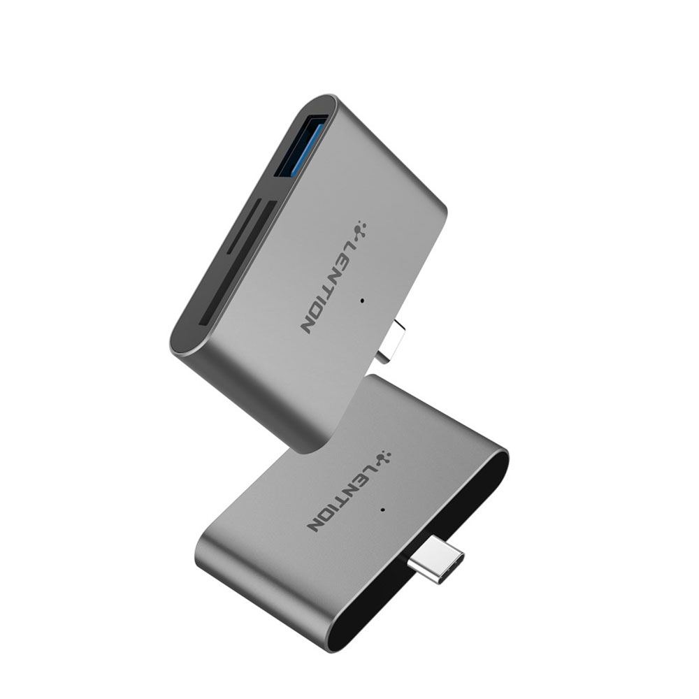 Image of Lention - USB C auf USB 3.0 / SD / Micro SD Kartenlesegerät OTG Card Reader - Silber bei Apfelkiste.ch