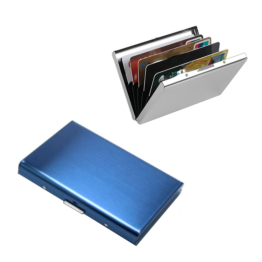 Image of Mini Kreditkarten Alu Etui Antimagnetische Geldbörse mit 6 Fächern (RFID Schutz) - Blau bei Apfelkiste.ch