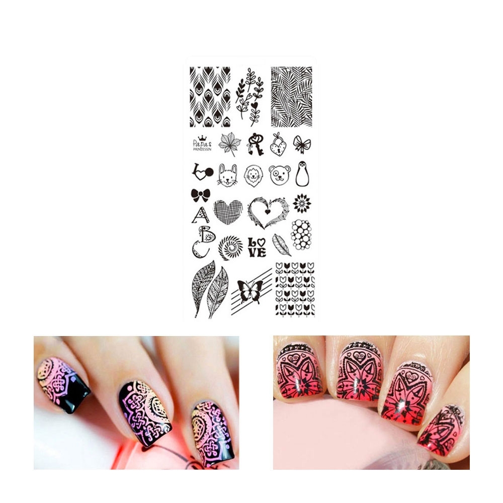 Image of Nail Art Nagelsticker Edelstahl Tattoo Schablone Nail Stamping Maniküre - Motiv 1 bei Apfelkiste.ch