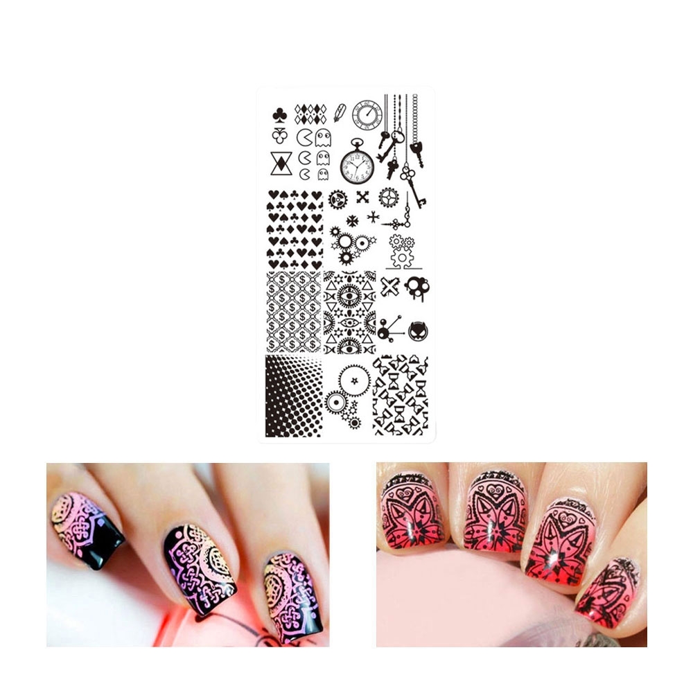 Image of Nail Art Nagelsticker Edelstahl Tattoo Schablone Nail Stamping Maniküre - Motiv 7 bei Apfelkiste.ch