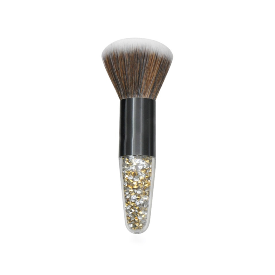 Image of (Ø35mm) 2in1 Nail Art Nagelstaubpinsel Kosmetik Make Up Puder Pinsel mit Strass Stiel - Gold / Braun / Weiss bei Apfelkiste.ch