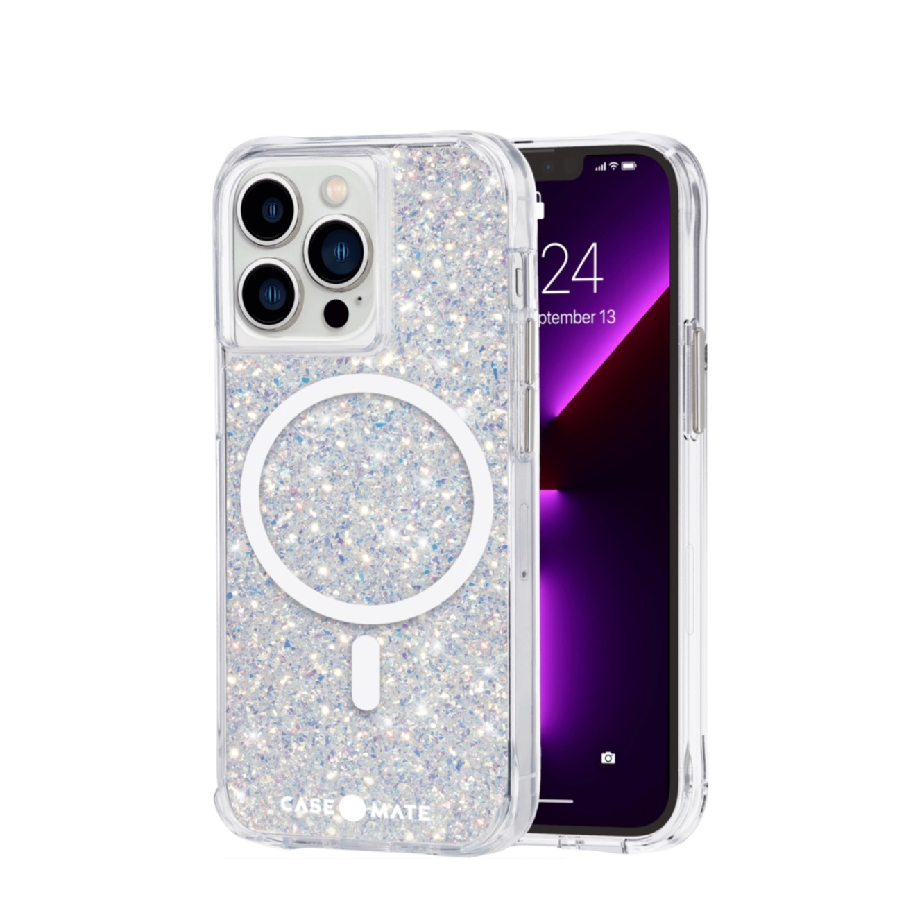 Image of Case Mate - iPhone 13 Pro Antibakterielle Hardcase Hülle mit MagSafe Twinkle Stardust (CM046680) - Silber (Glitzer) bei Apfelkiste.ch