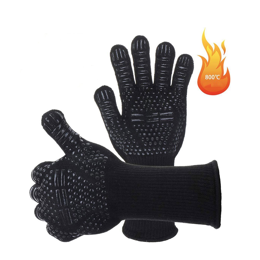 Feuerfeste Handschuhe : 2x BBQ Grill Handschuh – 800 Grad Hitzeschutz –  Herren Hitzebeständig – – Kaminhandschuhe feuerfest – Unisex Ofenhandschuhe  OVERGRILL : : Garten