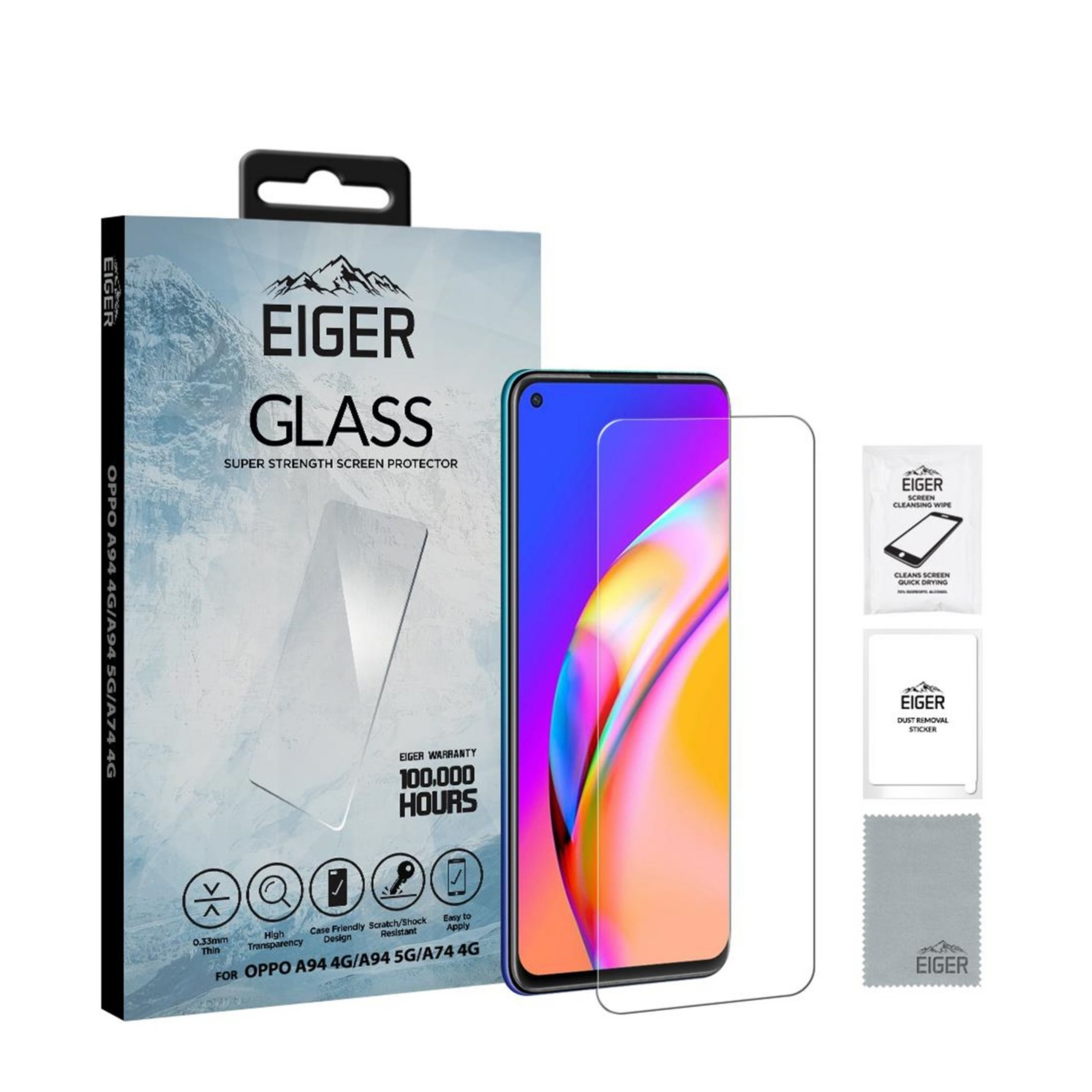 Image of Eiger - Oppo A94 5G / A74 2.5D Panzer Glas Display Schutz Case Friendly (EGSP00768) bei Apfelkiste.ch