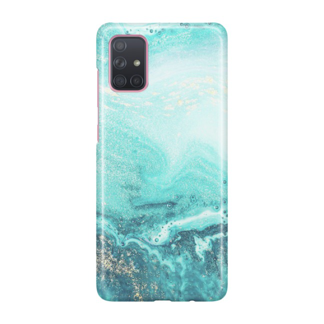 Image of Samsung Galaxy A71 Hardcase Schutzhülle Marmor Marble Glitzer - Türkis / Gold bei Apfelkiste.ch