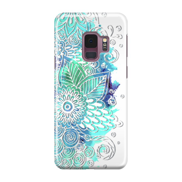 Image of Samsung Galaxy S9 Hardcase Schutzhülle Magic Flower Print - Türkis / Weiss bei Apfelkiste.ch