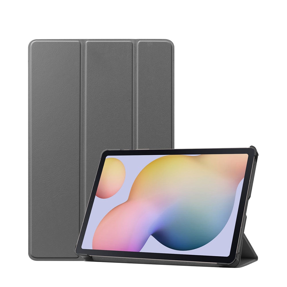 Image of Samsung Galaxy Tab S7 Flipcase Hülle Ledertasche mit Aufstellfunktion Litchi Look - Grau bei Apfelkiste.ch