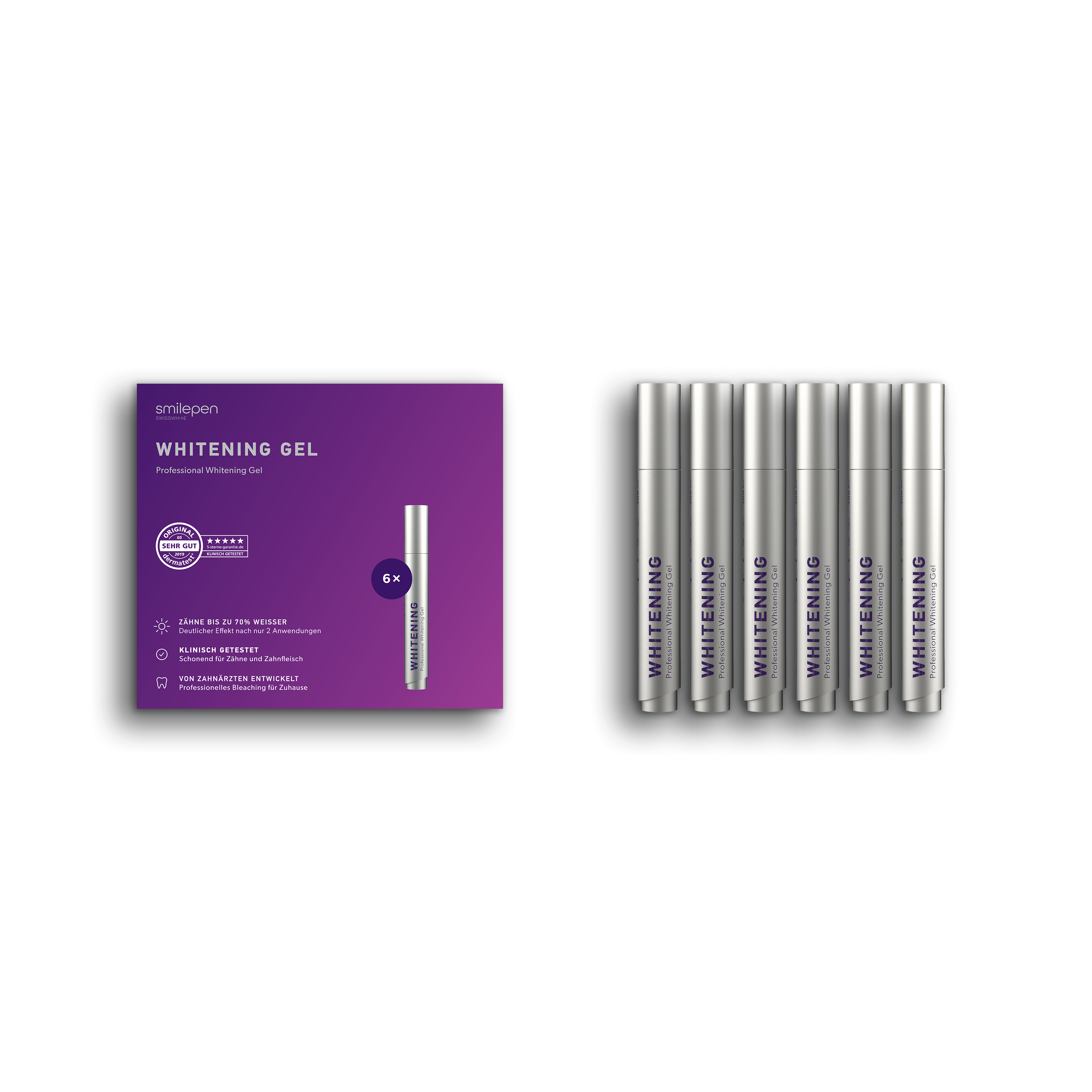 Image of smilepen - (6er Set) Zahnbleaching Professional Whitening Gel zur Zahnaufhellung (SPCWG) - Silber bei Apfelkiste.ch