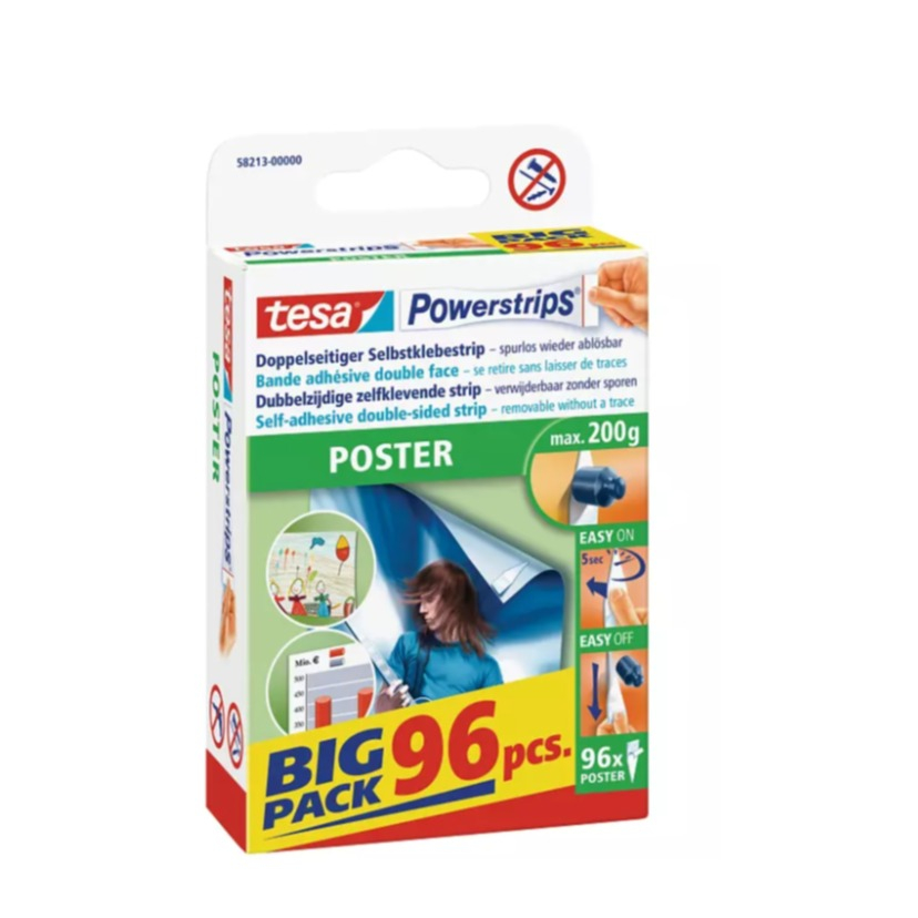 Image of tesa - Powerstrips Poster Big Pack Doppelseitige Klebestripes max. 200g (58213-00000) - Weiss bei Apfelkiste.ch