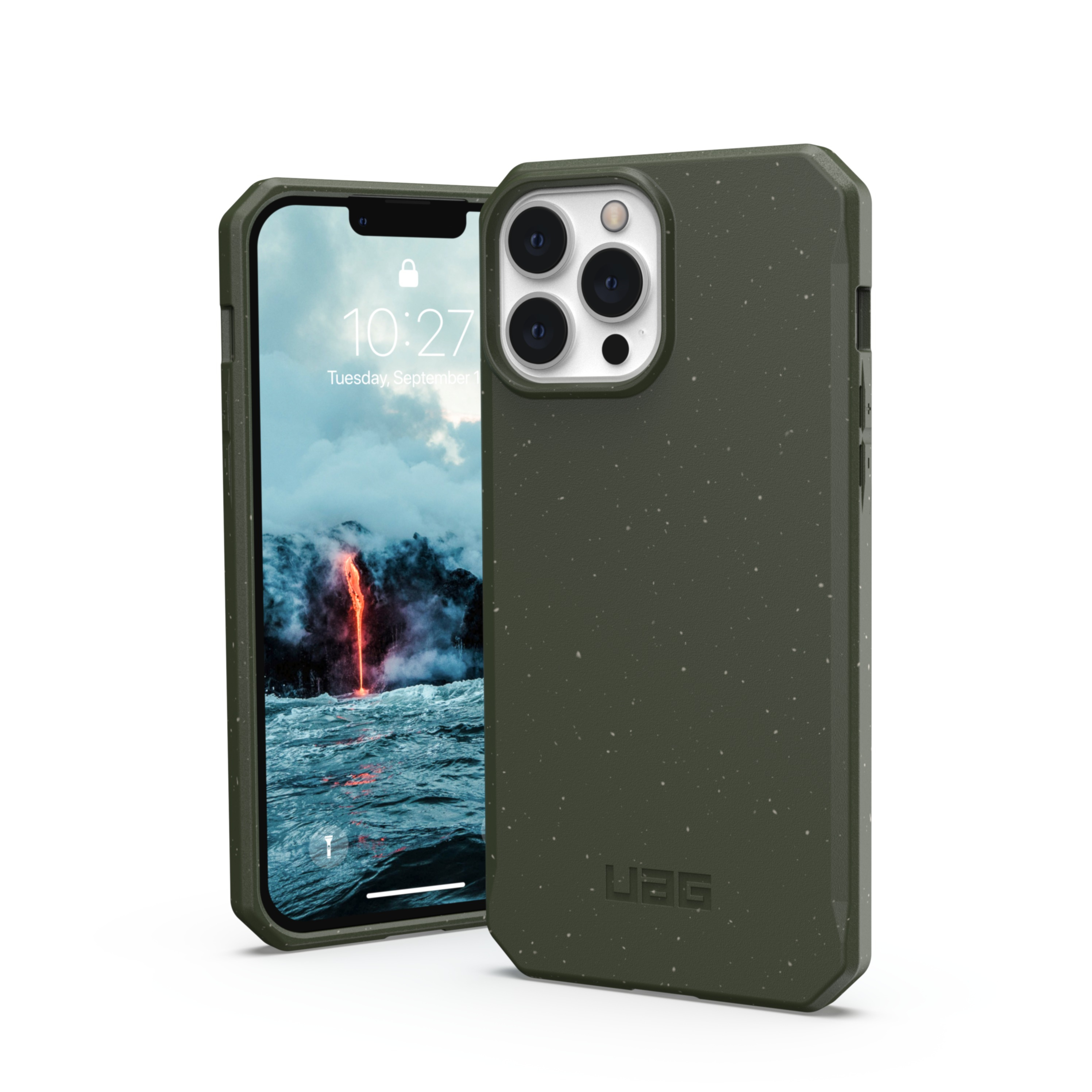 Image of UAG Urban Armor Gear - iPhone 13 Pro Max Bio Gummi Schutzhülle Outback Eco Friendly Nachhaltig Kompostierbar (113165117272) - Olive Drab bei Apfelkiste.ch