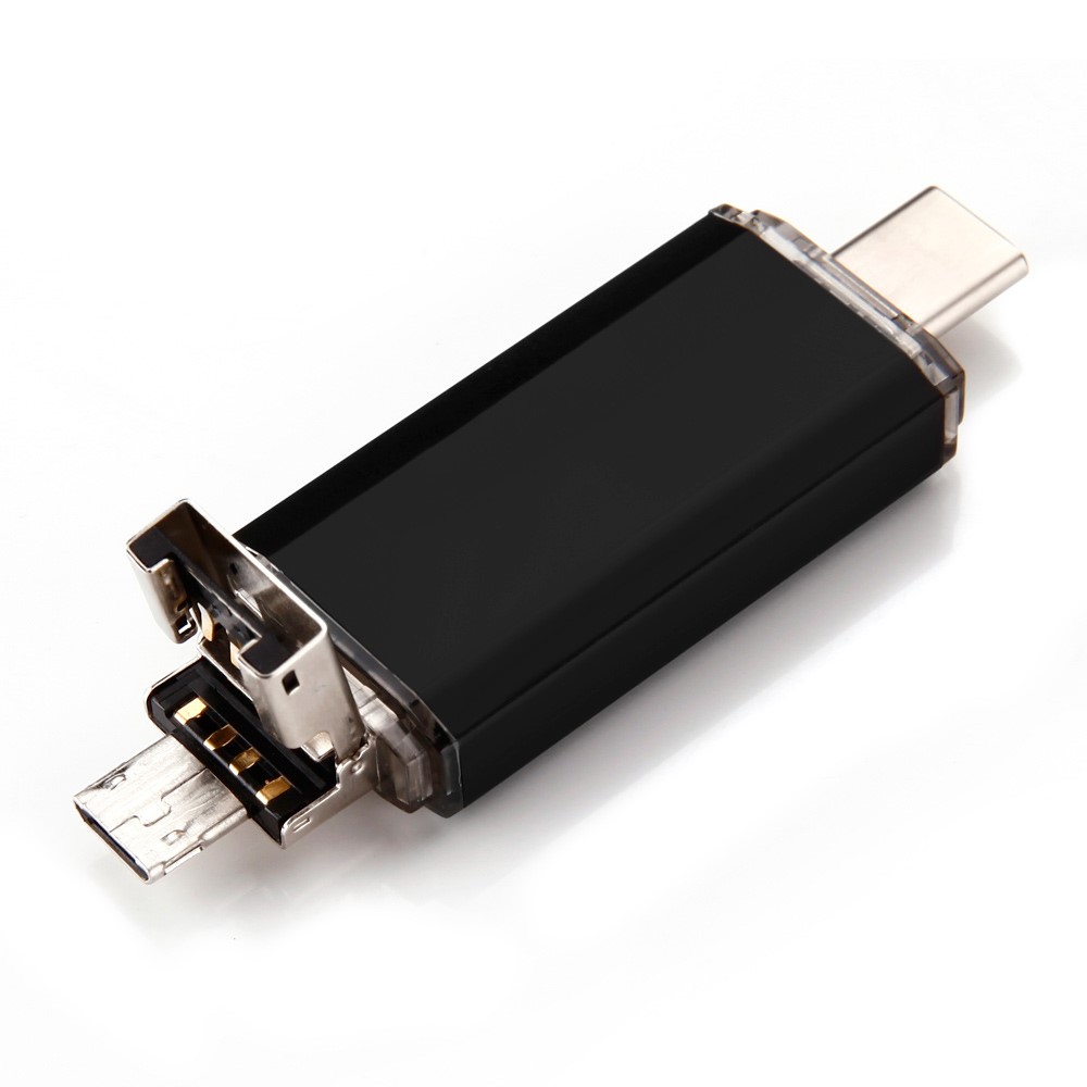 Image of USB C Flash Drive Speicher Stick mit USB 2.0 + Micro USB (32GB) - Schwarz bei Apfelkiste.ch