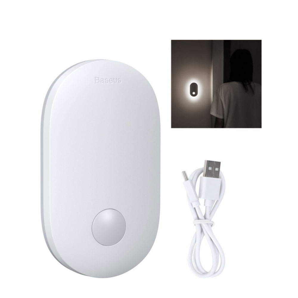 Image of Baseus - Magnetisches Ganglicht Wand LED Nachtlicht Lampe USB Stimmungsleuchte mit Sensor + Magnethalterung - Naturweiss bei Apfelkiste.ch