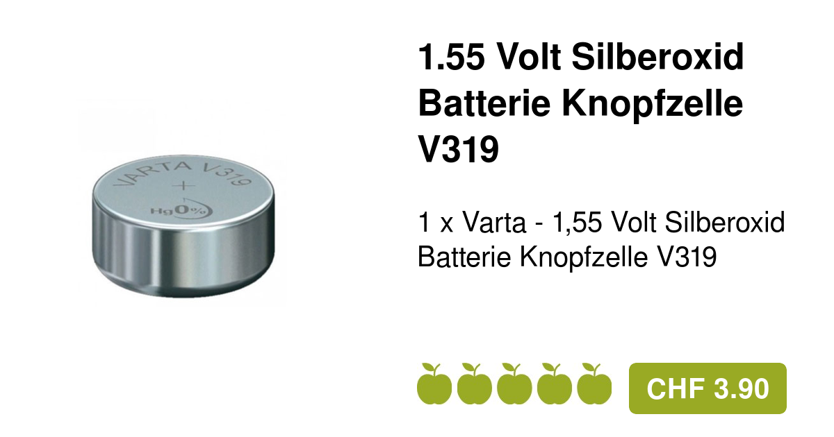 Varta 1,55 Volt Batterie Knopfzelle V319 SR527SW