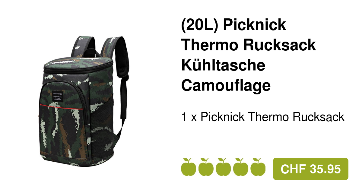 20L) Picknick Thermo Rucksack Kühltasche Schwarz